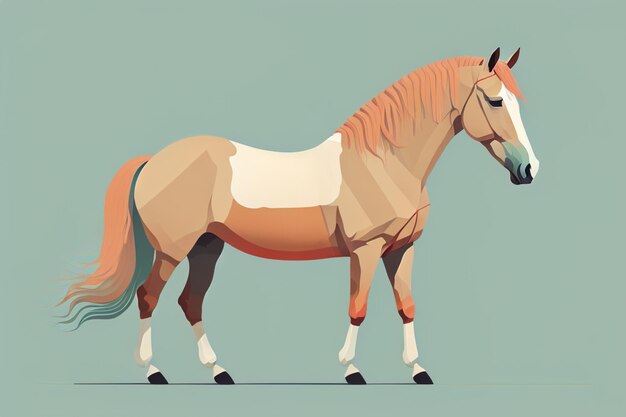 Un cheval brun et blanc debout Illustration vectorielle générative