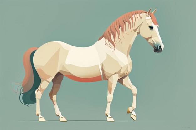 Un cheval brun et blanc debout Illustration vectorielle générative