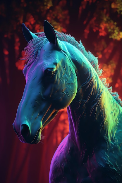 Cheval coloré illustration générative ai