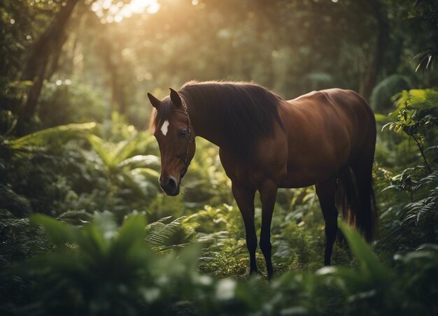 Un cheval dans la jungle