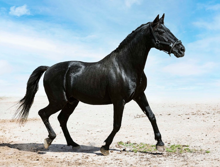 Photo un cheval debout sur la plage