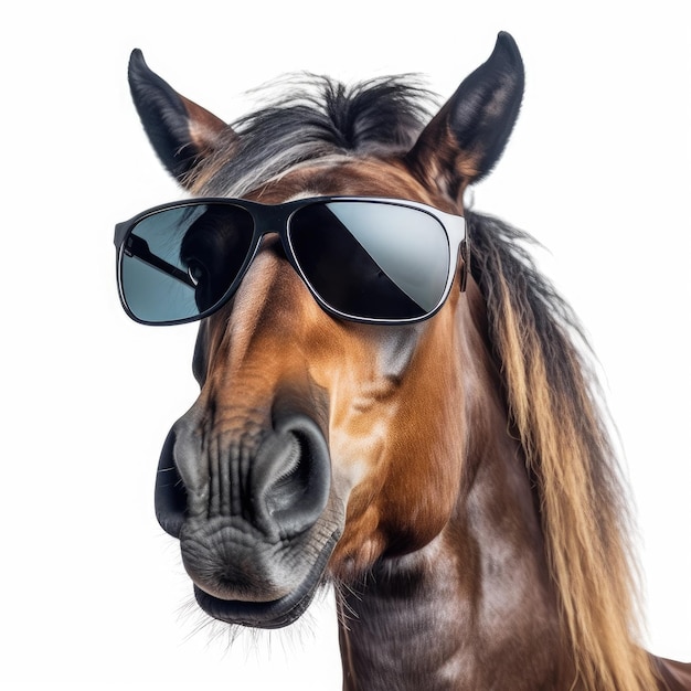 cheval étalon avec des lunettes de soleil dans une scène de portrait