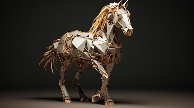 un cheval fait de papier par l'artiste