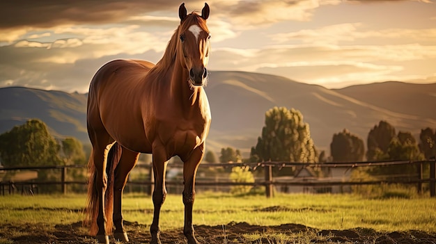 Cheval de ferme de pâturage