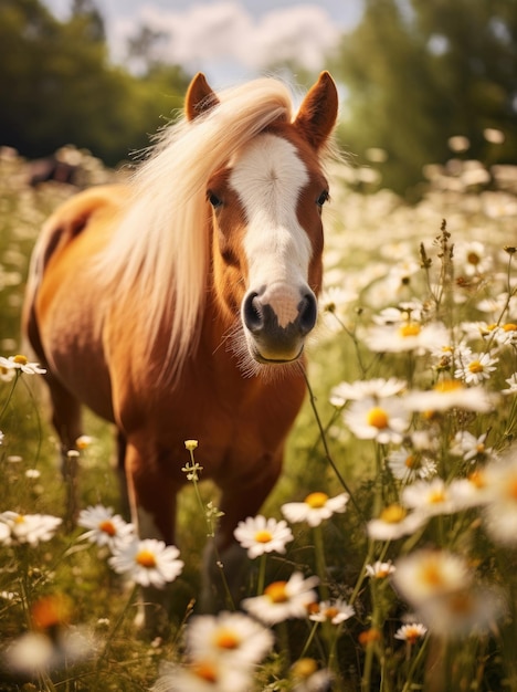 Un cheval mignon et heureux un jour d'été