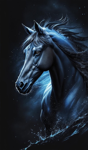 cheval noir bleu