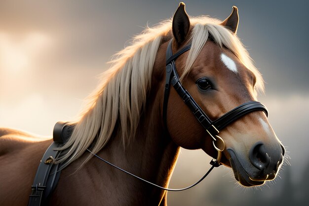 Un cheval avec une tache blanche sur le visage