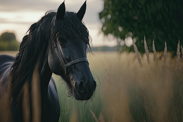 Cheval sur le terrain Illustration AI Générative