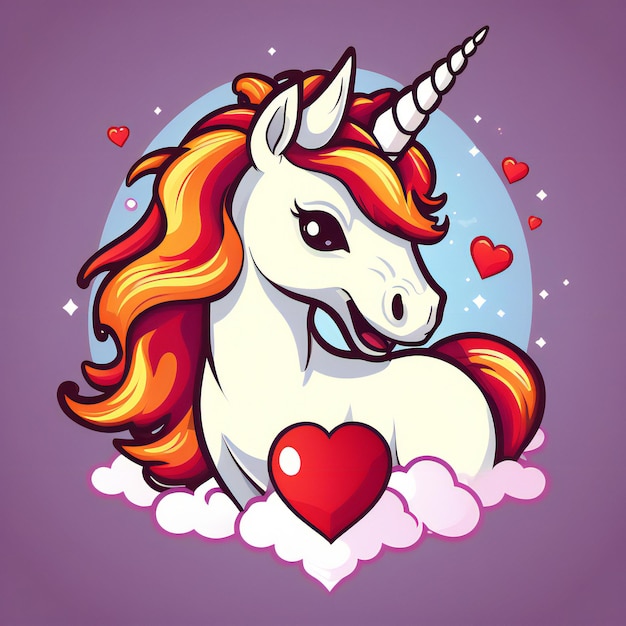 Un cheval unicorne magnifique en 2D Un personnage unicorne mignon Un anniversaire de unicorne