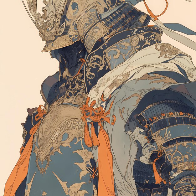 Le chevalier samouraï japonais puissant et intense