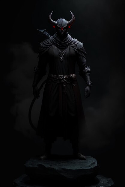 Un chevalier sombre avec une épée à la main.
