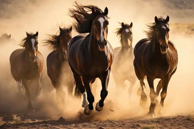 Les chevaux galopent dans la nature