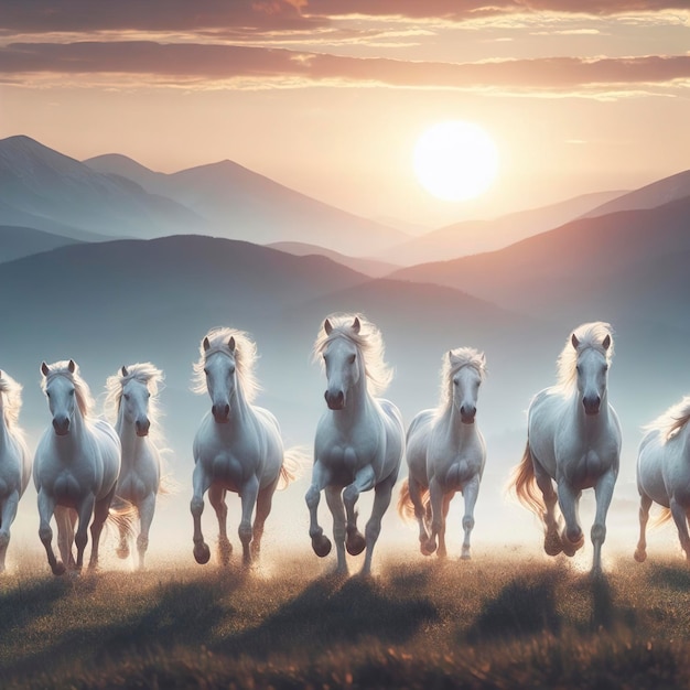 Des chevaux qui courent sur le terrain