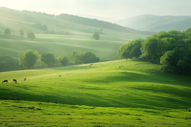 Des chevaux qui paissent dans un champ herbeux