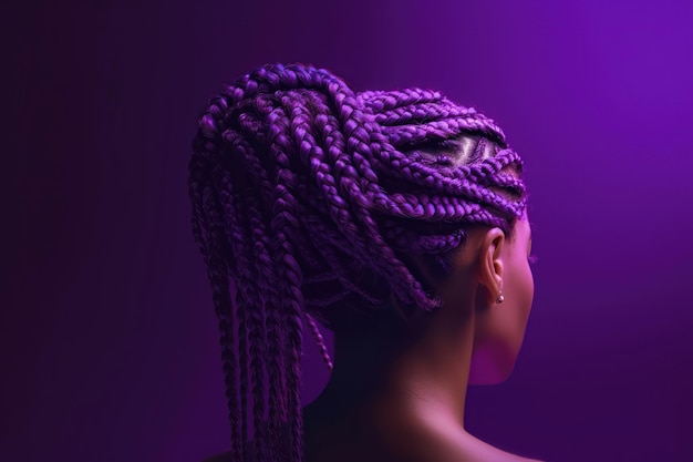 Cheveux afro tressés dans une coiffure Cornrow à l'aide d'extensions de cheveux synthétiques générées par l'IA