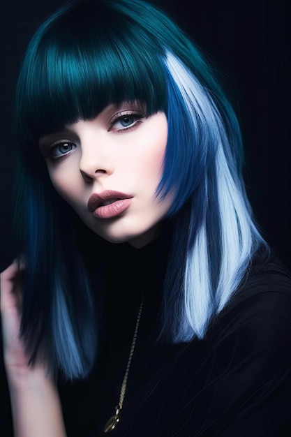 Cheveux bleus et blancs avec une touche de bleu