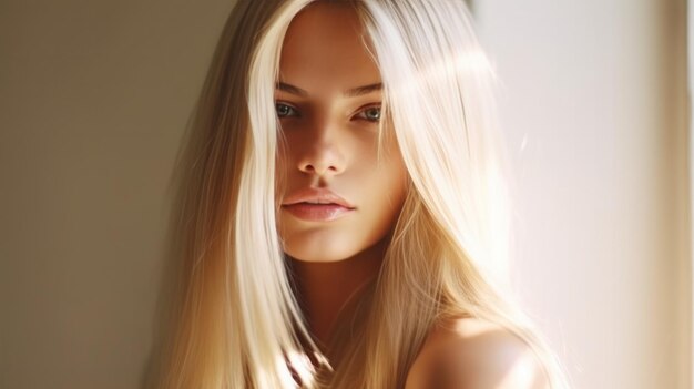 Cheveux blonds beau modèle Illustration AI GenerativexA