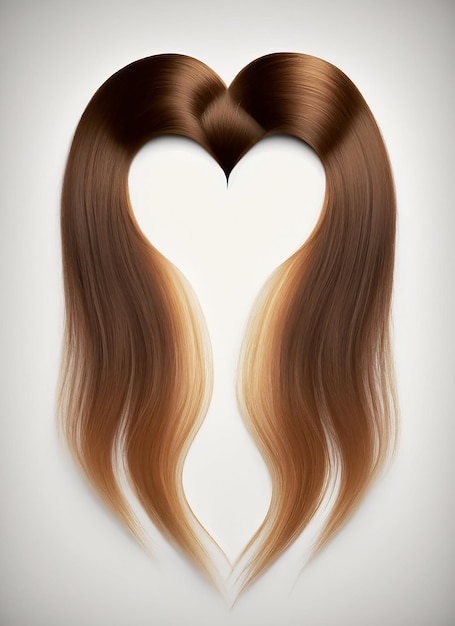Photo des cheveux bruns formant la forme de l'amour