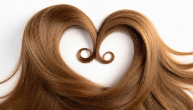 Des cheveux bruns formant la forme de l'amour