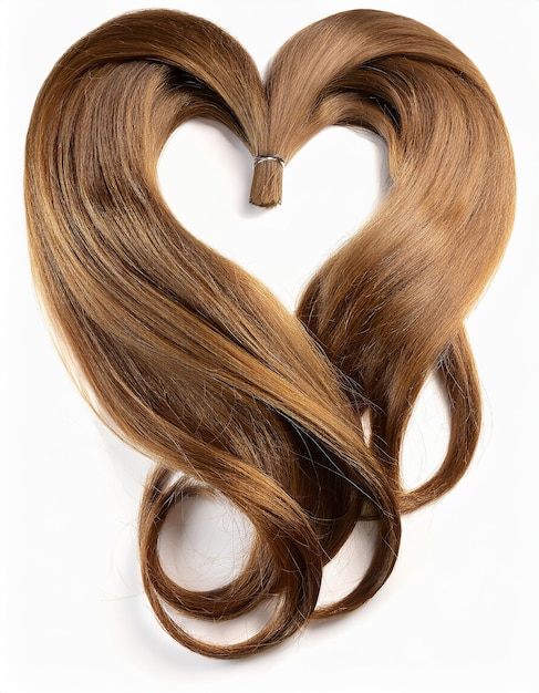 Des cheveux bruns formant la forme de l'amour