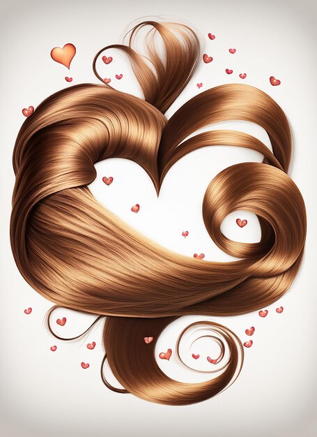 Photo des cheveux bruns formant la forme de l'amour