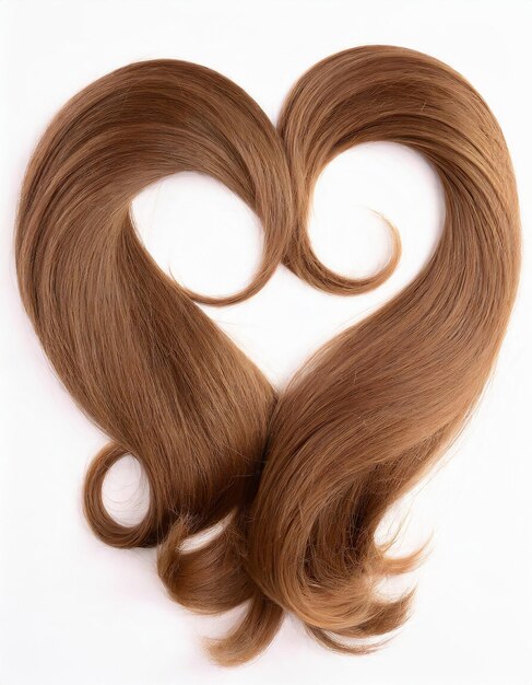 Photo des cheveux bruns formant la forme de l'amour