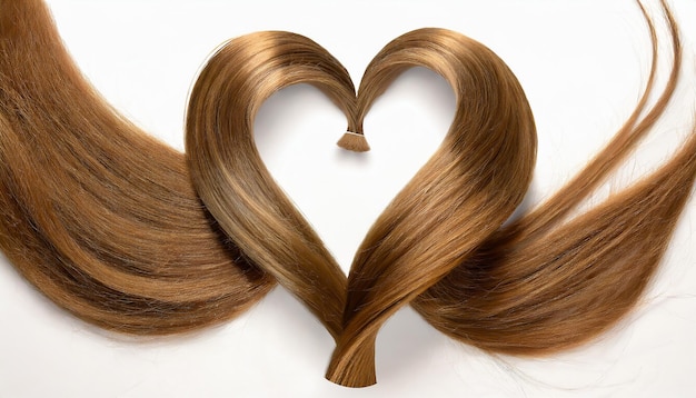 Des cheveux bruns formant la forme de l'amour