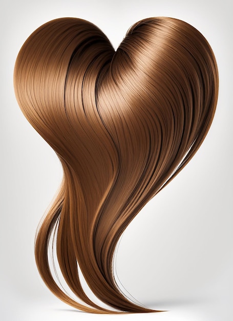 Les cheveux bruns forment la forme de l'amour le jour de la Saint-Valentin
