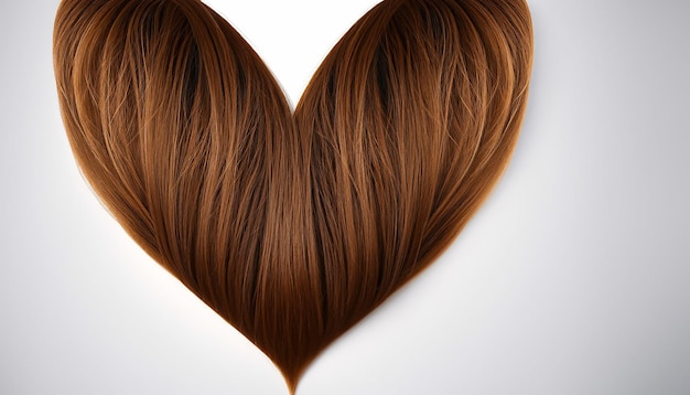 Les cheveux bruns forment la forme de l'amour le jour de la Saint-Valentin