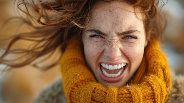 Photo les cheveux d'une femme sont balayés par le vent créant un effet dynamique et fluide