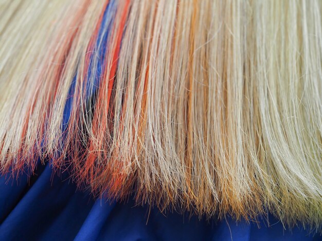 Photo cheveux multicolores. coloration colorée des cheveux.