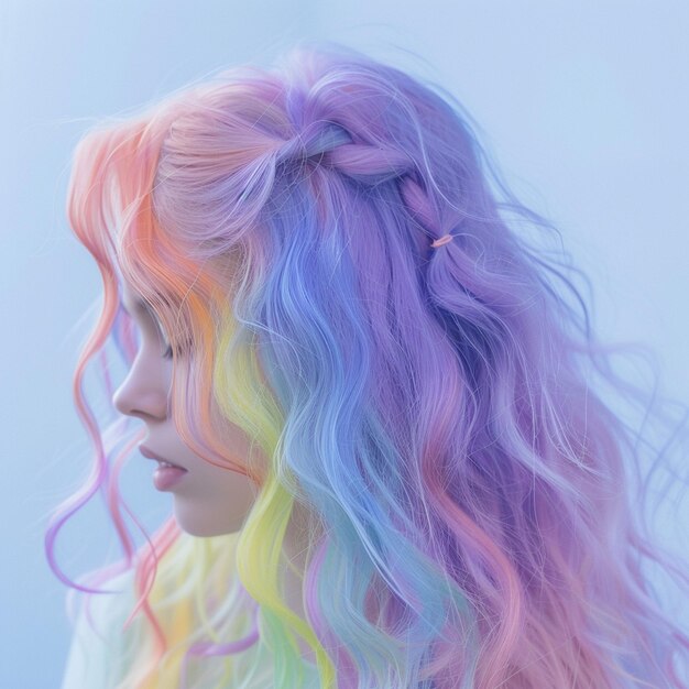 Cheveux multicolores avec un mélange doux et pastel