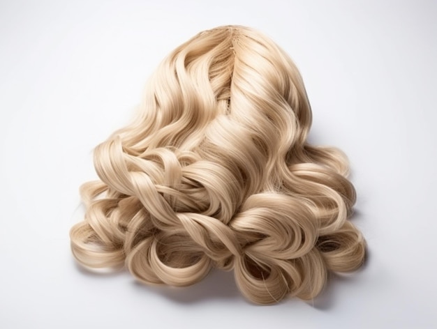 Cheveux pour femmes cheveux artificiels vue arrière sur fond blanc