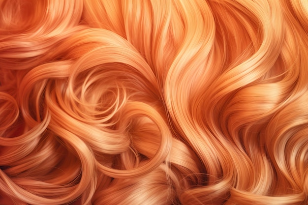 Les cheveux roux blonds, les boucles ondulées, la texture