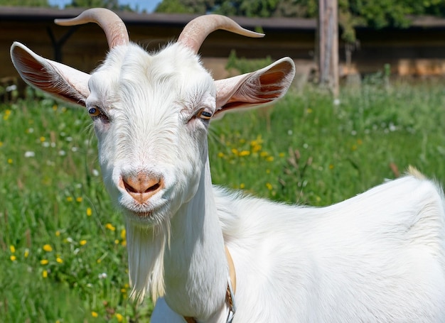 Une chèvre avec une clochette autour du cou