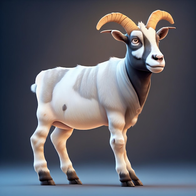 Une chèvre avec des cornes et un fond bleu