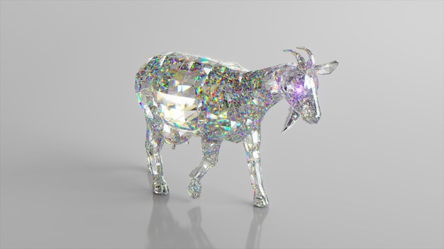 Chèvre diamant le concept de la nature et des animaux low poly couleur blanche d illustration