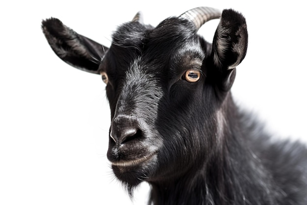 Une chèvre avec un visage noir et des cornes est représentée.