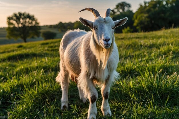 Des chèvres paissent dans un pâturage ensoleillé