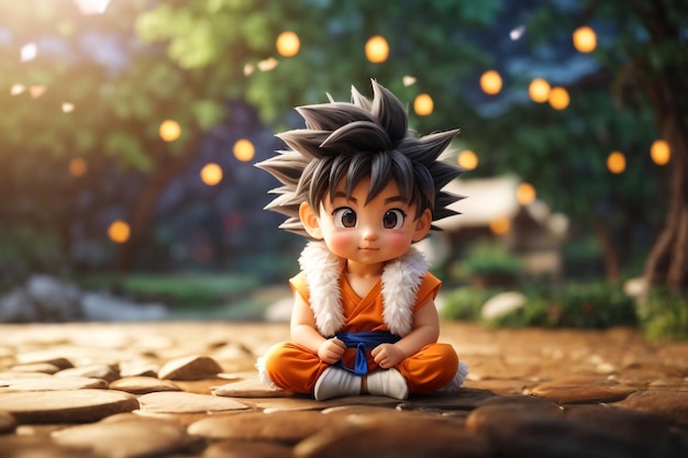 Photo chiba, japon, 22 décembre 2018 - une énorme structure gonflable de l'arrière du personnage de son goku.