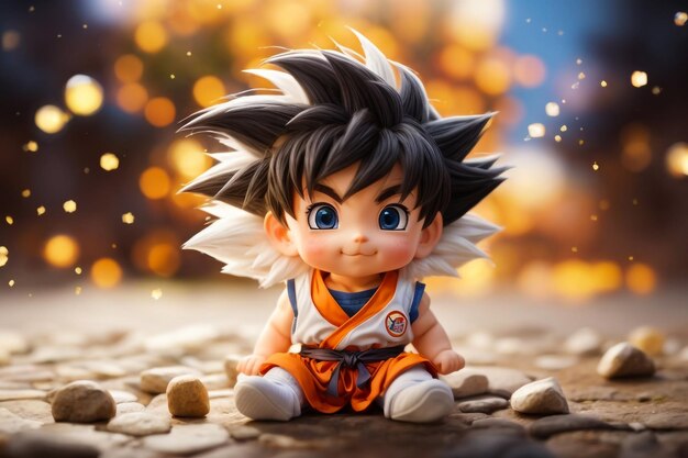 Photo chiba, japon, 22 décembre 2018 - une énorme structure gonflable de l'arrière du personnage de son goku.