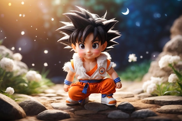 Chiba, Japon, 22 décembre 2018 - Une énorme structure gonflable de l'arrière du personnage de Son Goku.