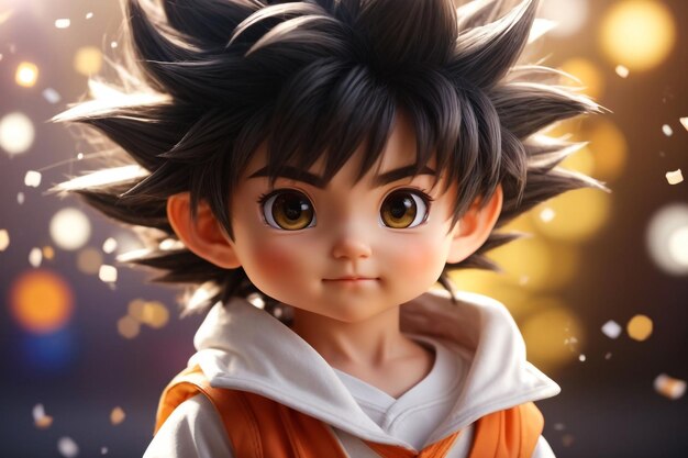 Photo chiba, japon, 22 décembre 2018 - une énorme structure gonflable de l'arrière du personnage de son goku.