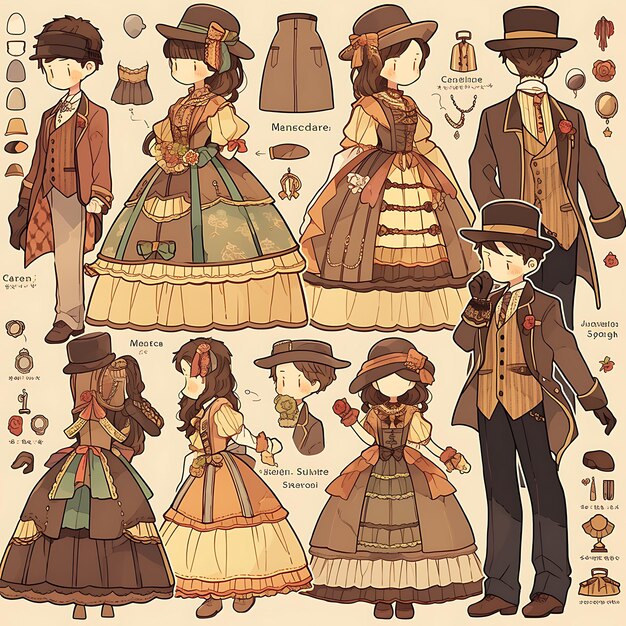 Chibi Anime Fashion Des dessins de personnages enchanteurs et des illustrations vibrantes pour des mariages à la mode