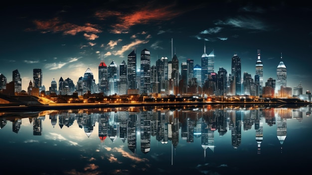 _chicago_skyline_architecture_night_with_reflections_8k