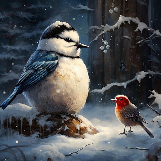 Le Chickadee et le bonhomme de neige