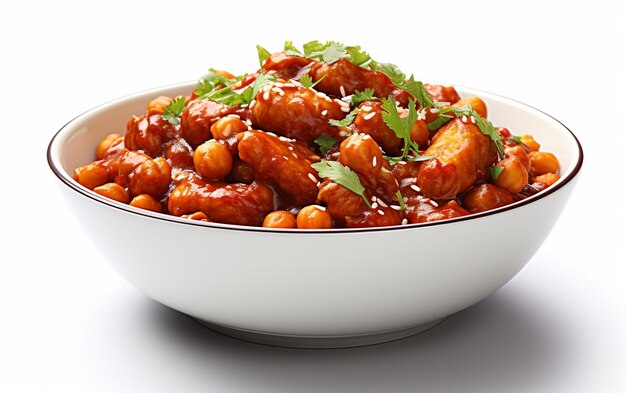 Chicken Chana sur un fond blanc