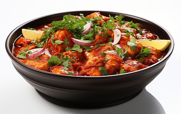 Chicken Handi sur un fond blanc