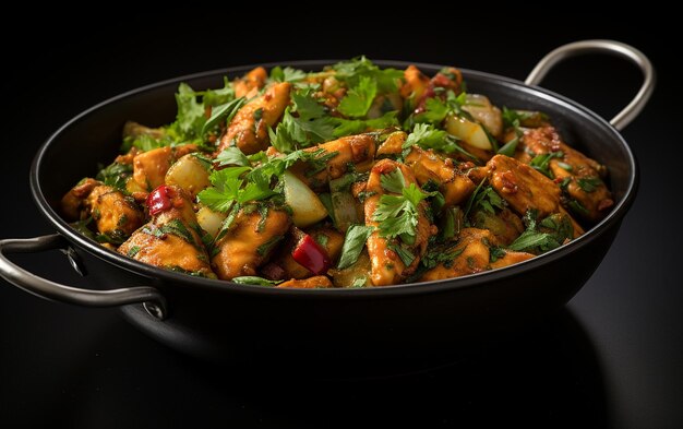 Photo chicken karahi sur un fond blanc