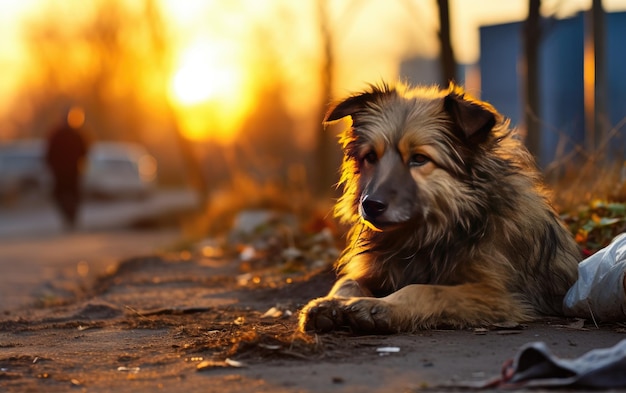 Chien abandonné dans les rues IA générative